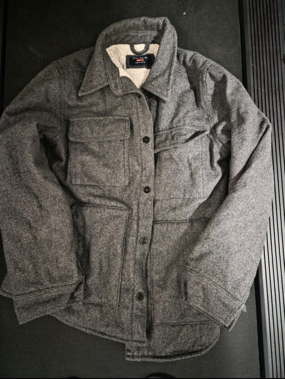 Boys Grey wool-blend or fleece-lined chore jacket Size Xxl